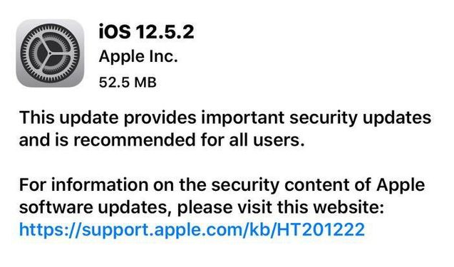 营口苹果手机维修分享iOS12.5.2发布，建议所有老苹果用户安装 